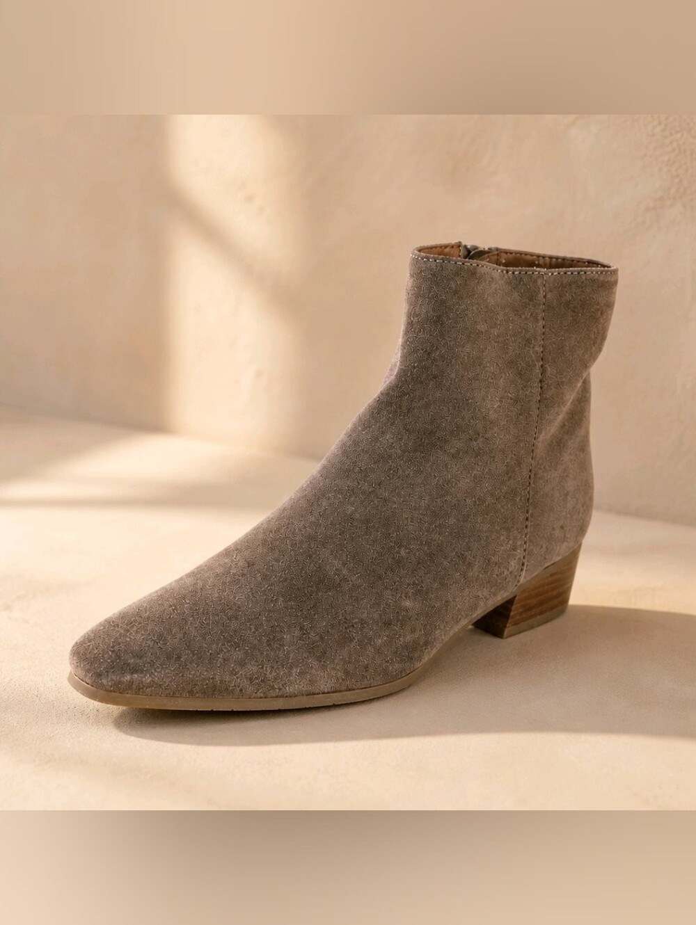 AQUATALIA Taupe Suede Ankle Boots Booties Low Heel
